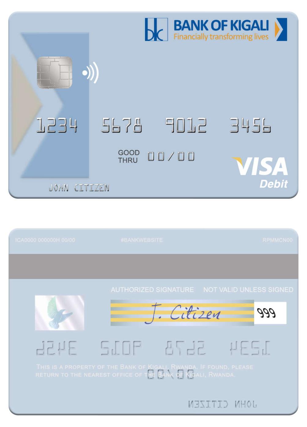 Rwanda Bank of Kigali visa debit card